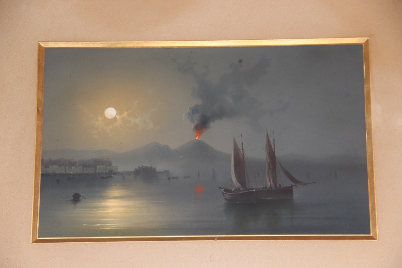 Антиквариат. Картина "Ночной Неаполь" итальянского художника Gioacchino La Pira (1839-1870) (01)