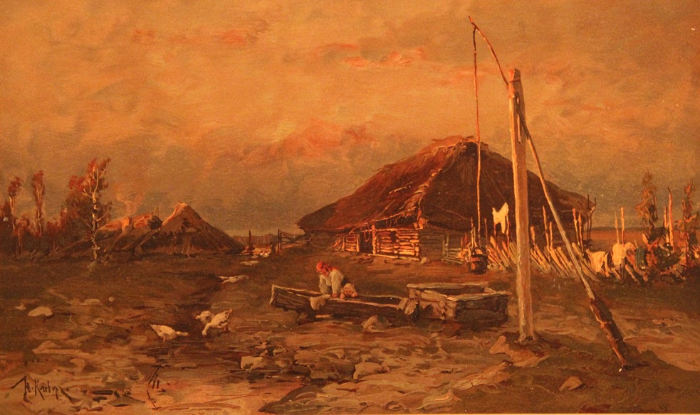 Вечер в деревне - картина Ю. Клевера