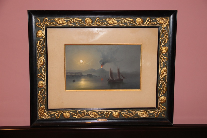 Антиквариат. Картина "Ночной Неаполь" итальянского художника Gioacchino La Pira (1839-1870) (2)