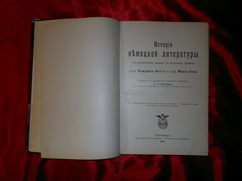 Антиквариат, книга "История немецкой литературы", М. Кох, 1901 г.