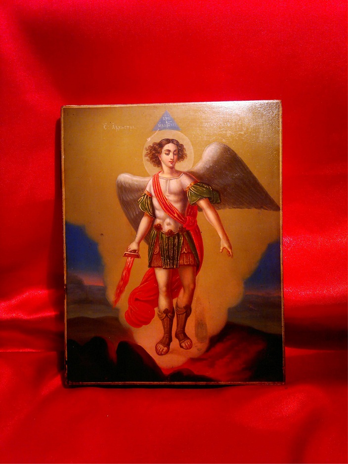 Антикварная икона Архангел Михаил 19 век