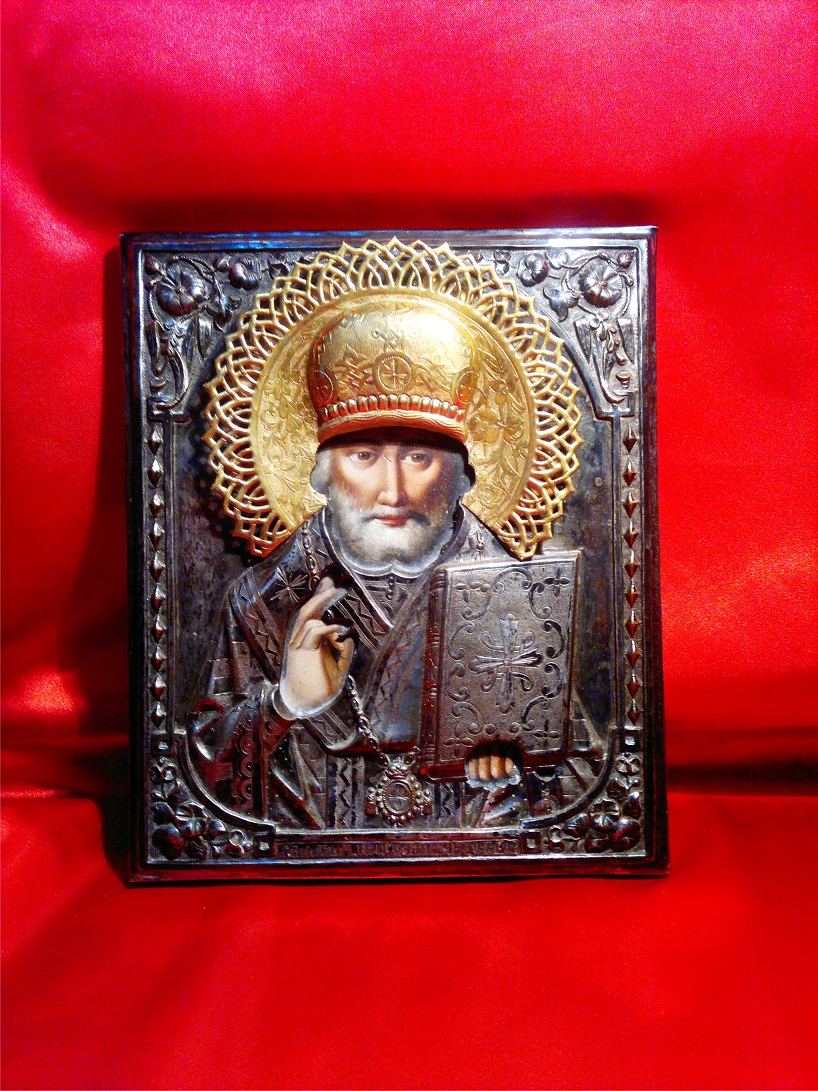 Антикварная икона Николай Угодник, 19 век