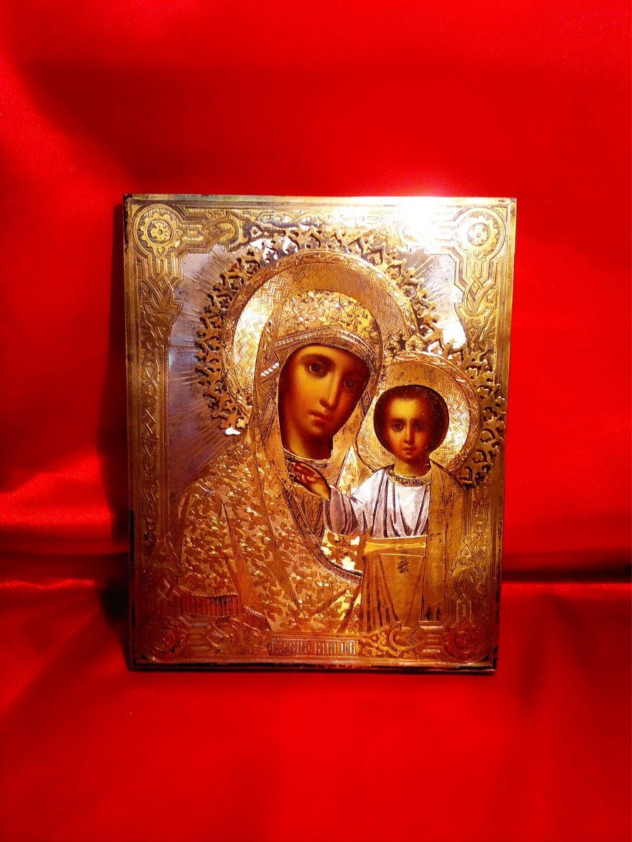 Антикварная Икона Пресвятая Богородица, 19 век